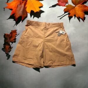 Soft Surroundings 2X Womens Cargo Harper Shorts 22W Cuffed Cotton Tan Khaki 9"